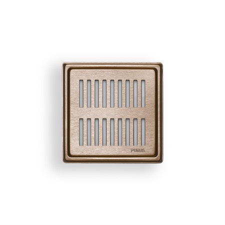 Golvsil 154x154mm, Purus Square Rib brons